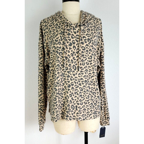 Angels Forever Young Hoodie Shirt Womens Large Brown Animal Print New - Picture 16 of 16